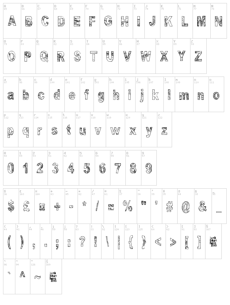 Some Distant Memory font map